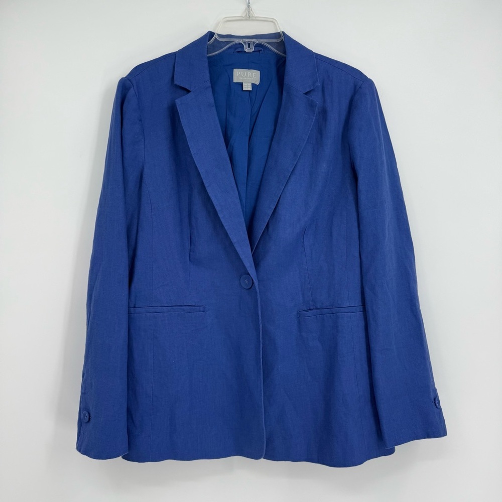 Pure Collection Blazer Women's Size 12 Linen One Button Pockets Lined Vented - Picture 8 of 8